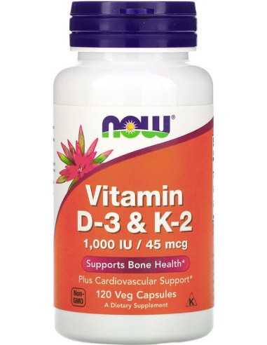 Vitamin D-3 & K-2, 45mcg (1,000 IU), 120 Veg Capsules