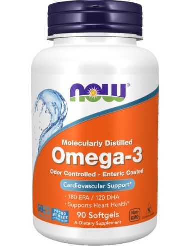 Omega-3, Molecularly Distilled & Enteric Coated, 90 Softgels