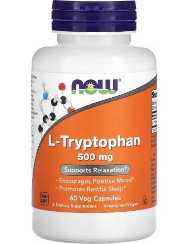 NOW Foods, L-Tryptophan, 500 mg, 60 Veg Capsules (500 mg per Capsule)